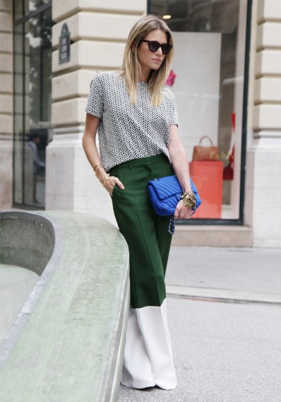 Calça alfaiataria - verde e branca